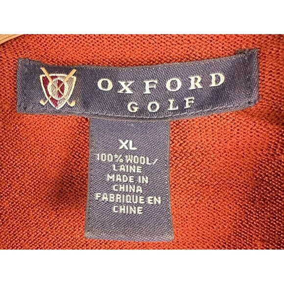 Oxford Golf Sweater Men's XL Rust Red Argyle Wool Long Sleeve Pullover - Picture 7 of 8